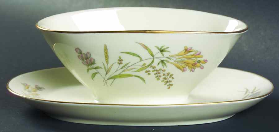 Summer Blossoms Ivory Gravy Boat with Attached Underplate by Rosenthal - Continental-1