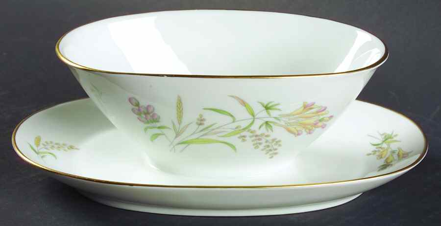 Summer Blossoms White Gravy Boat with Attached Underplate by Rosenthal - Continental-1