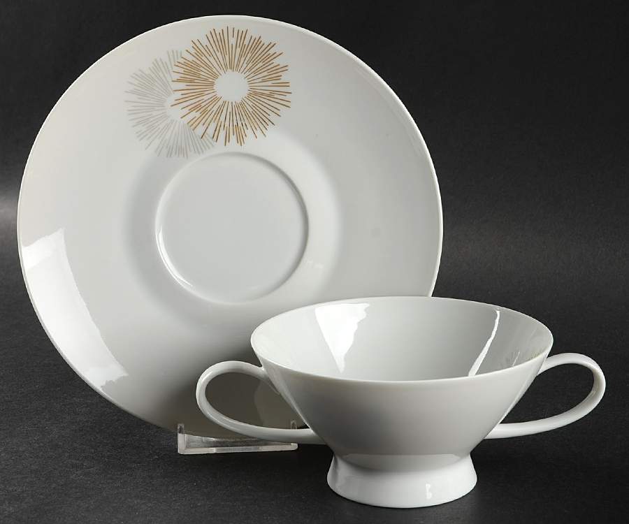Sunburst Footed Cream Soup Bowl & Saucer Set by Rosenthal - Continental-1
