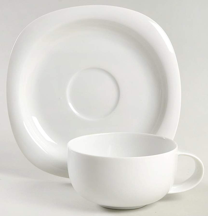 Suomi White Flat Cup & Saucer Set by Rosenthal - Continental-1