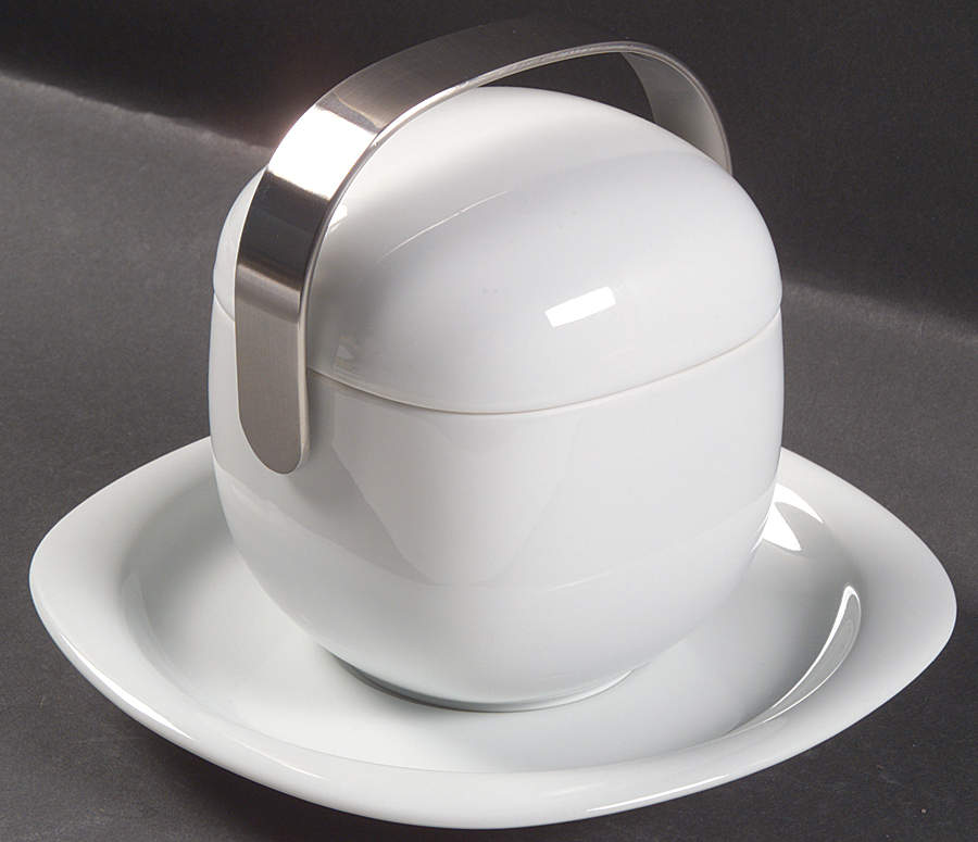 Suomi White Sauce Boat & Lid with Underplate by Rosenthal - Continental-1