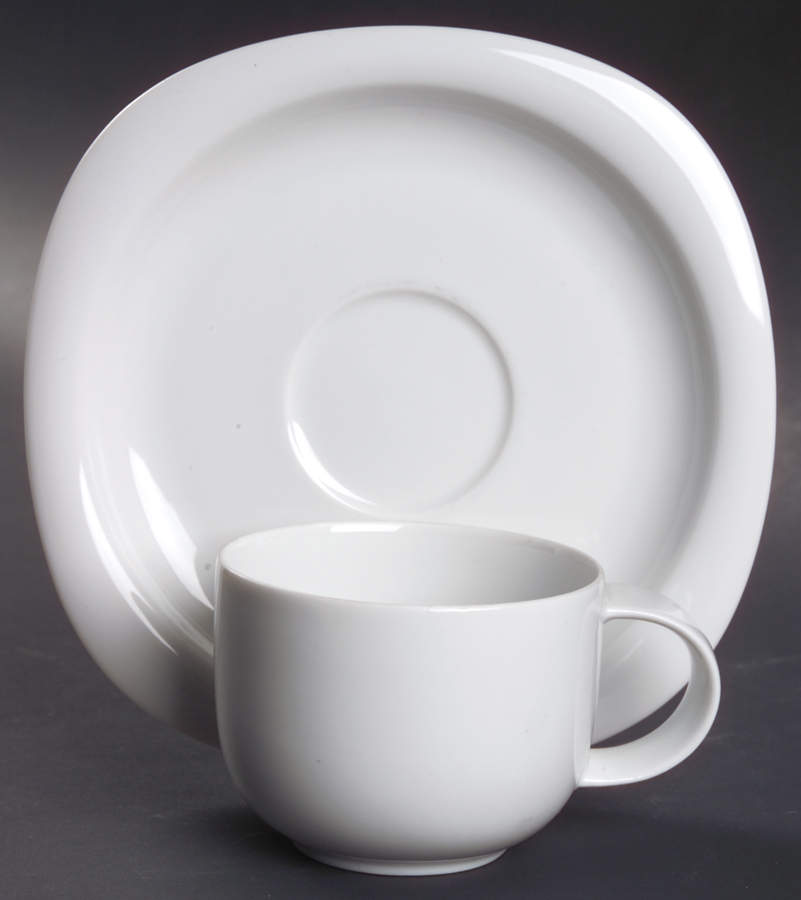 Suomi White Flat Cup & Saucer Set by Rosenthal - Continental-1