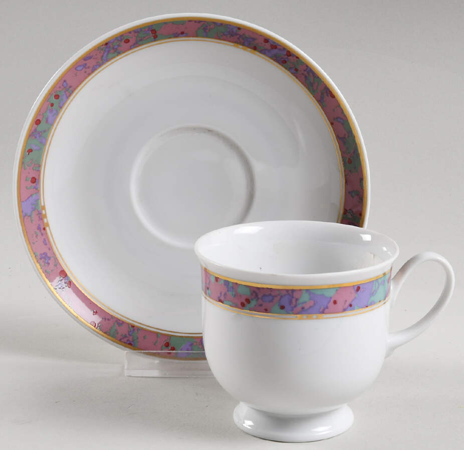 Symphony (Donatello, Pink & Green) Footed Cup & Saucer Set by Rosenthal - Continental-1