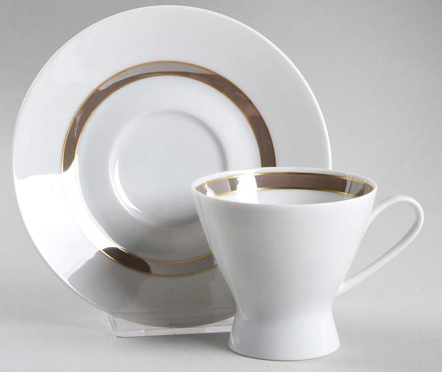 Taupe Band Footed Cup & Saucer Set by Rosenthal - Continental-1