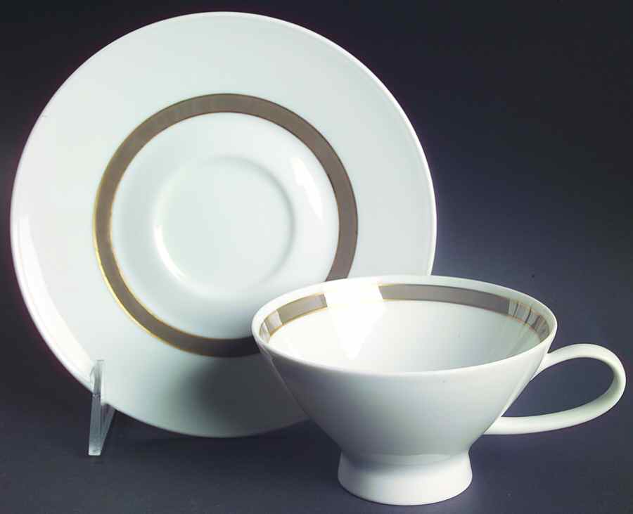 Taupe Band Footed Cup & Saucer Set by Rosenthal - Continental-1