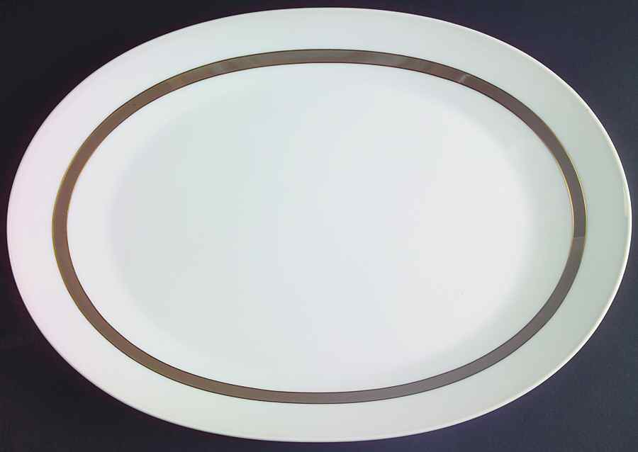 Taupe Band 13" Oval Serving Platter by Rosenthal - Continental-1