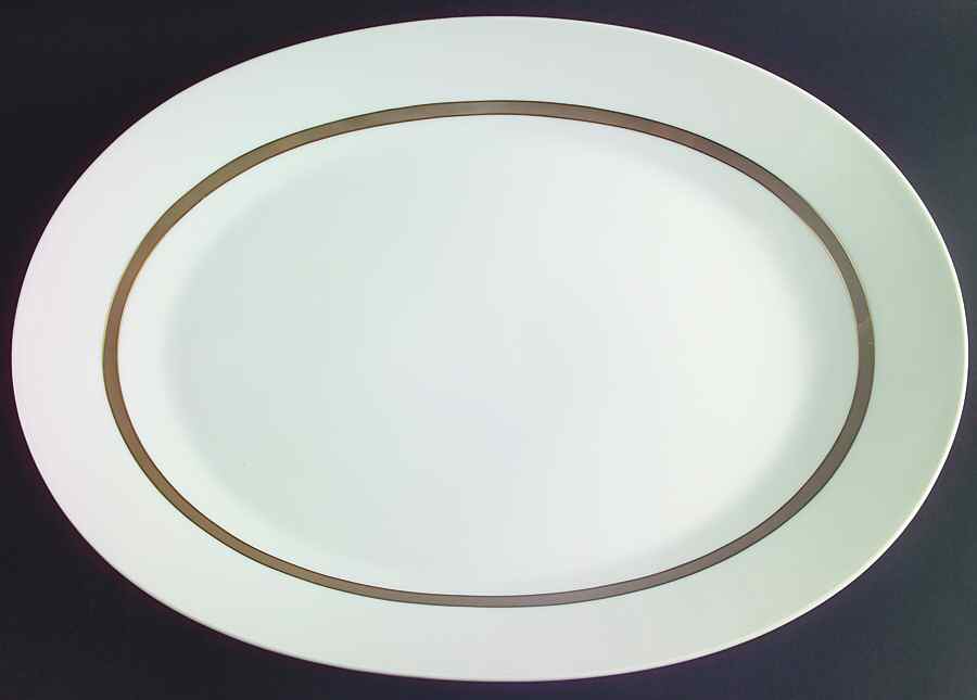 Taupe Band 17" Oval Serving Platter by Rosenthal - Continental-1