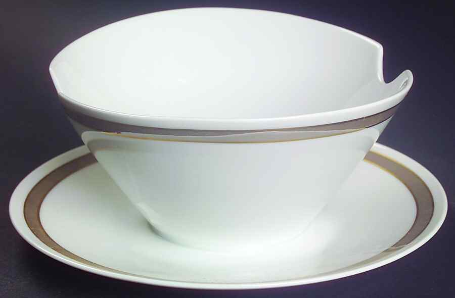 Taupe Band Gravy Boat with Attached Underplate by Rosenthal - Continental-1