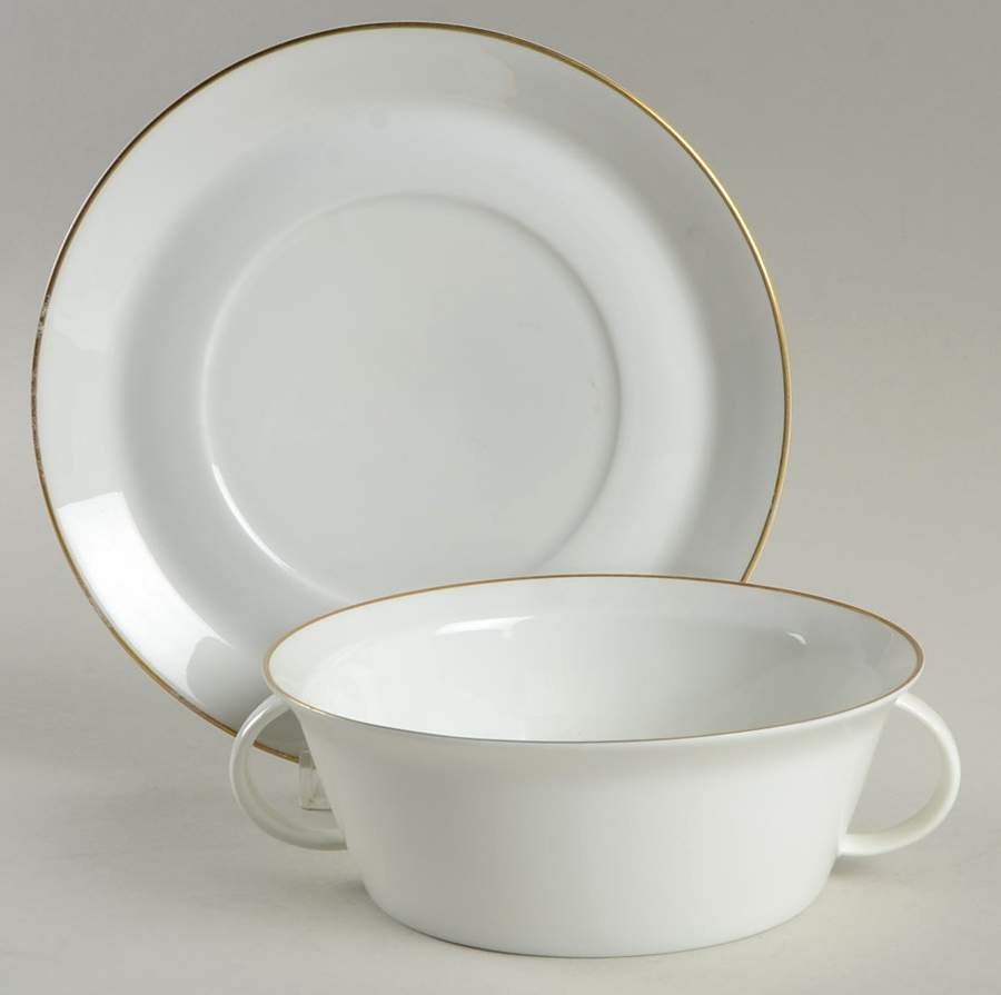 Tempelhof Flat Cream Soup Bowl & Saucer Set by Rosenthal - Continental-1