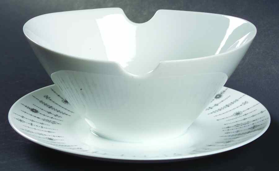 Tundra Grey Gravy Boat with Attached Underplate by Rosenthal - Continental-1