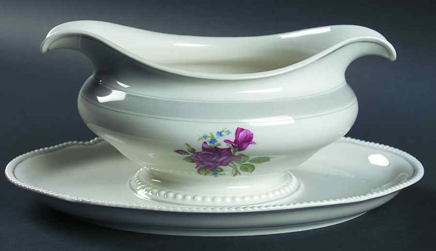 Tudor Rose Gravy Boat with Attached Underplate by Rosenthal - Continental-1