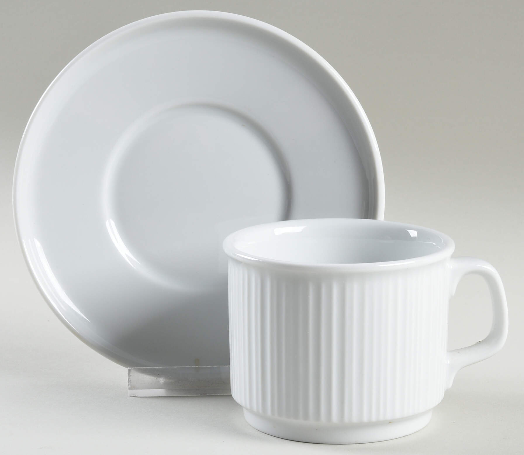 Variation White (Restaurant) Flat Cup & Saucer Set by Rosenthal - Continental-1