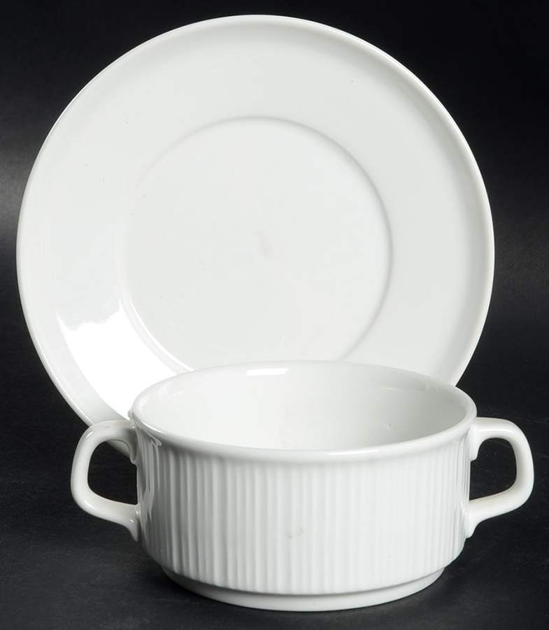 Variation White (Restaurant) Footed Cream Soup Bowl & Saucer Set by Rosenthal - Continental-1