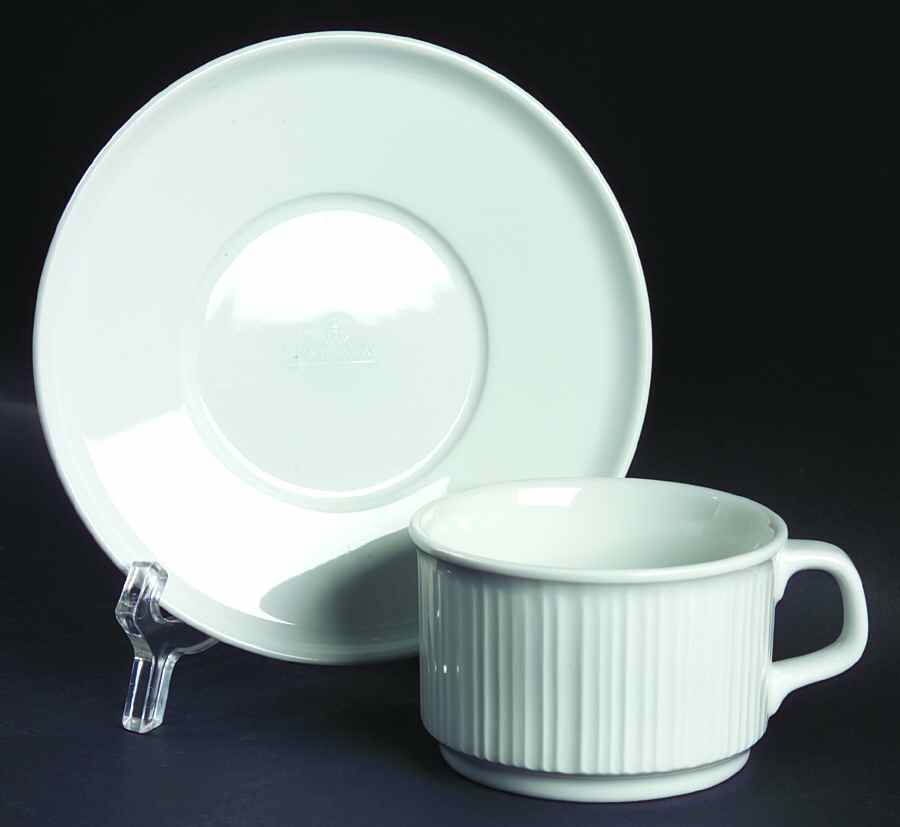 Variation White (Restaurant) Flat Cup & Saucer Set by Rosenthal - Continental-1