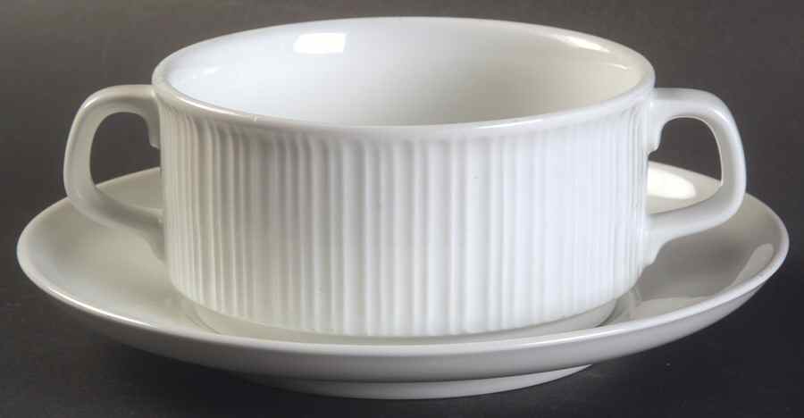 Variation White (Restaurant) Flat Cream Soup Bowl & Saucer Set by Rosenthal - Continental-1