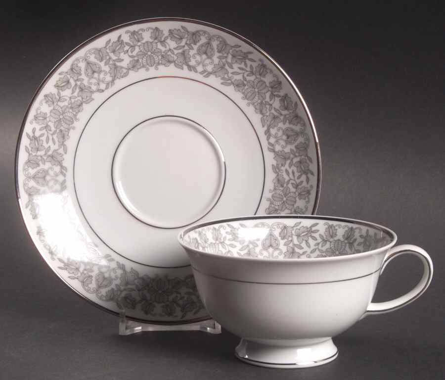 Venetian (Platinum Trim) Footed Cup & Saucer Set by Rosenthal - Continental-1