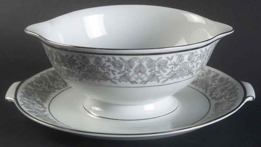 Venetian (Platinum Trim) Gravy Boat with Attached Underplate by Rosenthal - Continental-1