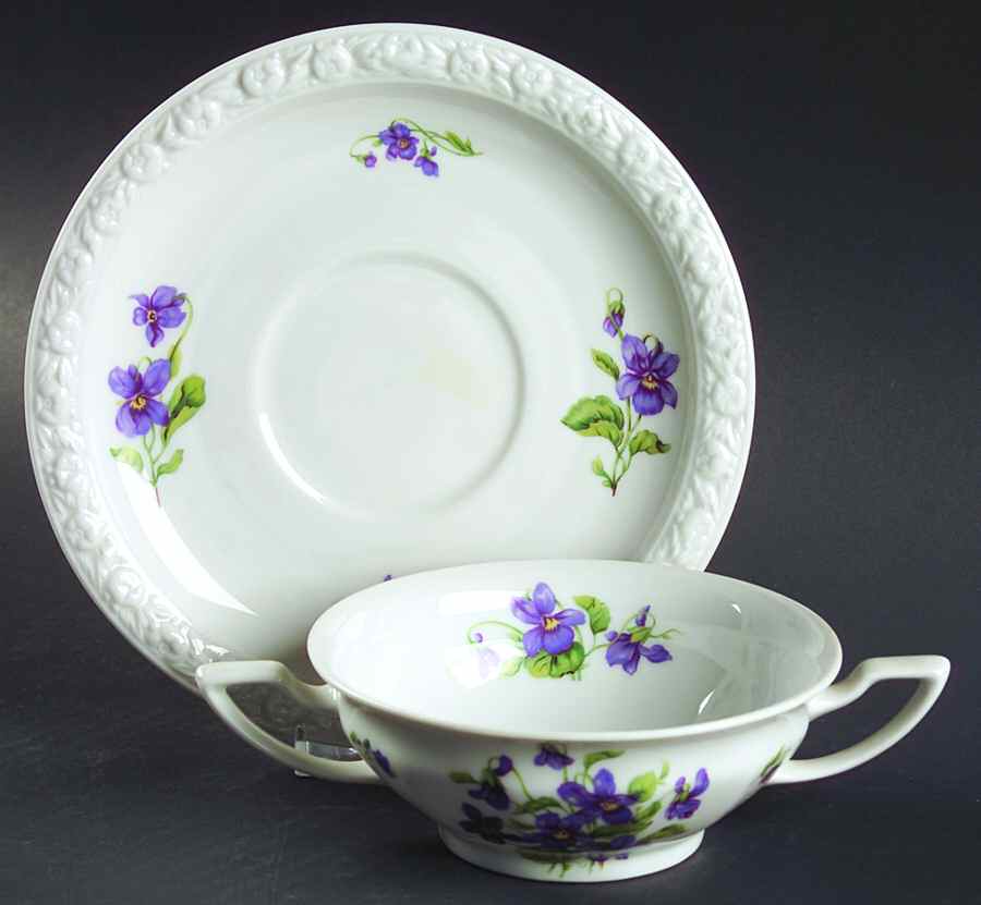 Violetta Footed Cream Soup Bowl & Saucer Set by Rosenthal - Continental-1