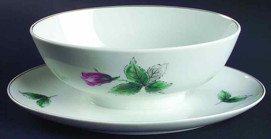 Victoria Rose Gravy Boat with Attached Underplate by Rosenthal - Continental-1