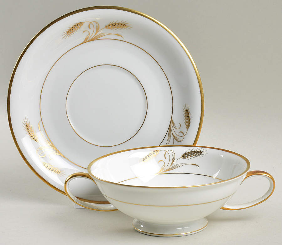 Wheatfield Footed Cream Soup Bowl & Saucer Set by Rosenthal - Continental-1