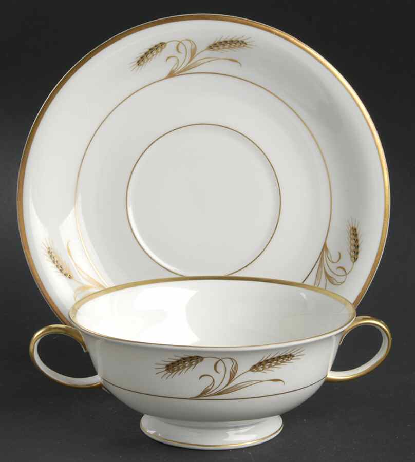 Wheatfield Footed Cream Soup Bowl & Saucer Set by Rosenthal - Continental-1