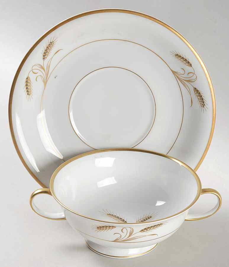 Wheatfield Footed Cream Soup Bowl & Saucer Set by Rosenthal - Continental-1