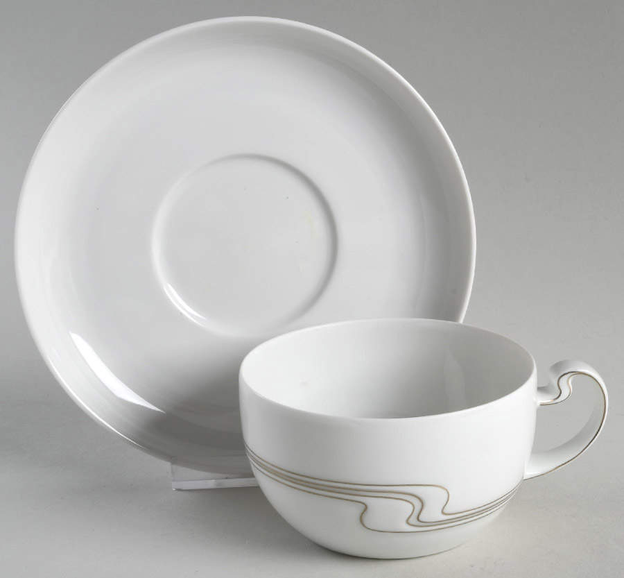 White Gold Flat Cup & Saucer Set by Rosenthal - Continental-1