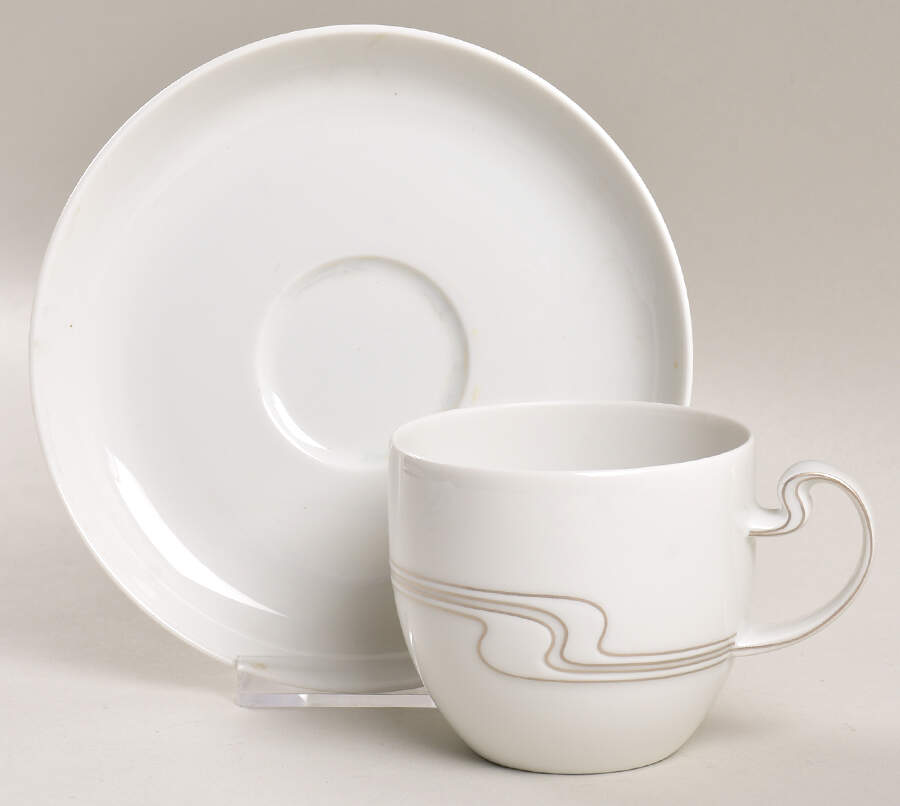 White Gold Flat Cup & Saucer Set by Rosenthal - Continental-1