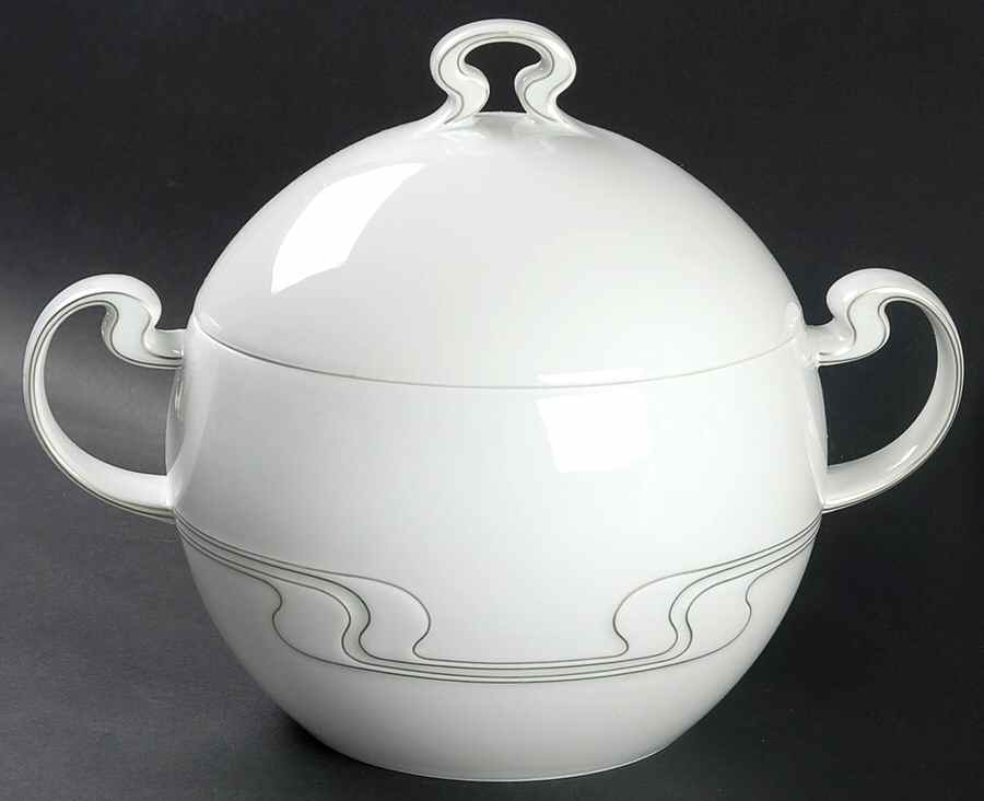 White Gold Round Covered Vegetable by Rosenthal - Continental-1