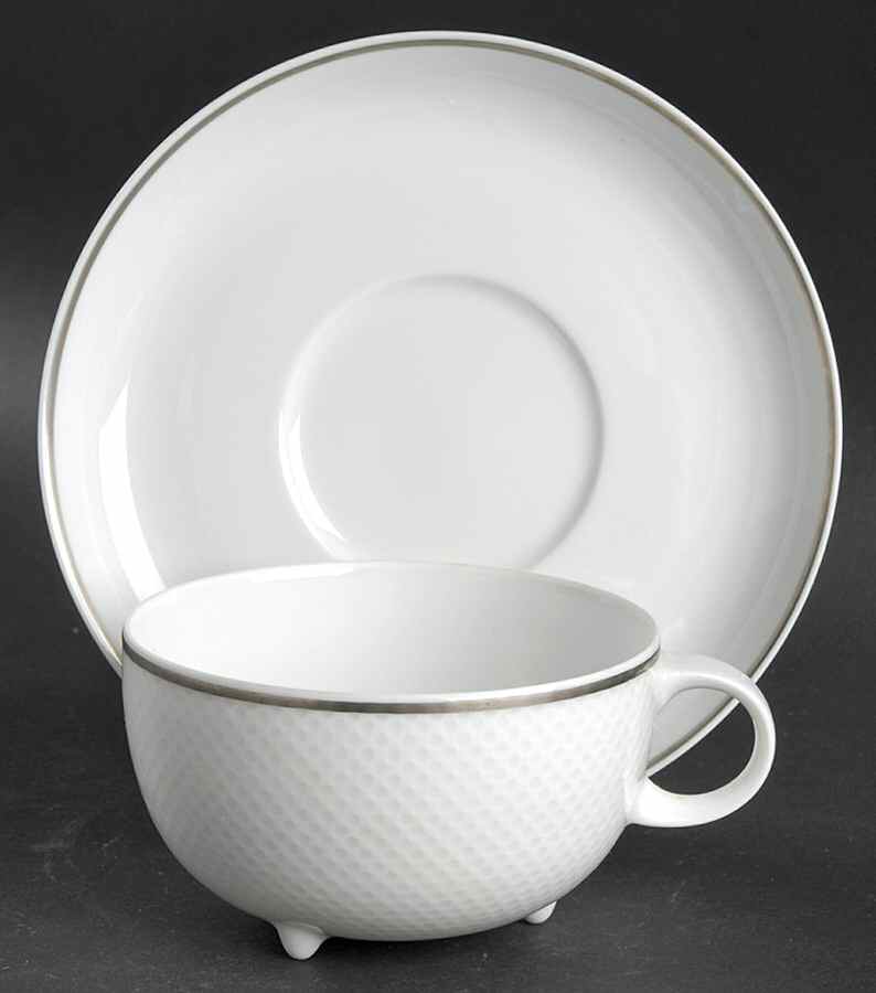 White Gold (Century Shape) Footed Cup & Saucer Set by Rosenthal - Continental-1