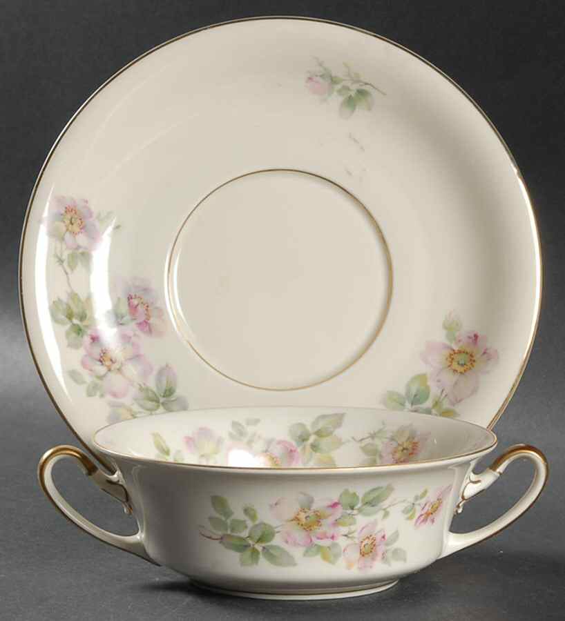 Wild Rose Flat Cream Soup Bowl & Saucer Set by Rosenthal - Continental-1