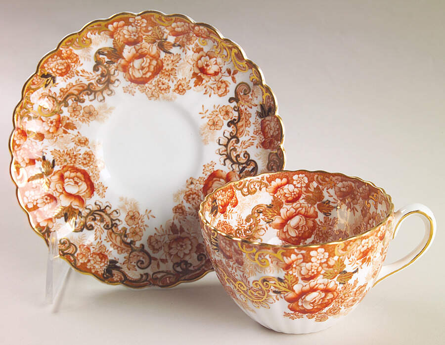Victorian Rust Flat Cup & Saucer Set by Samuel Radford-1