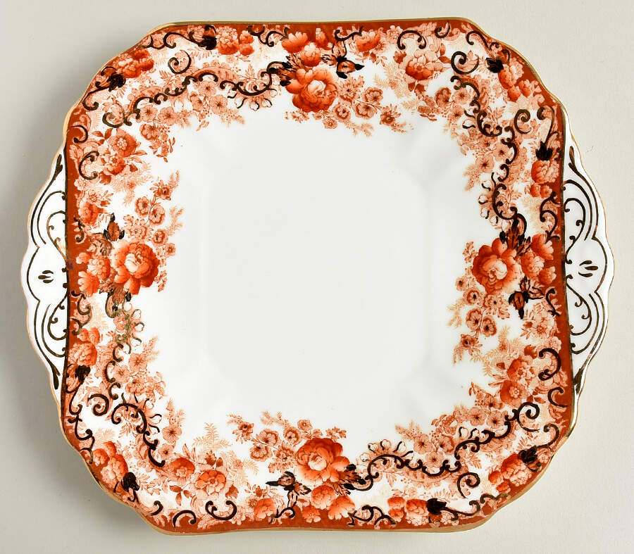 Victorian Rust Square Handled Cake Plate by Samuel Radford-1
