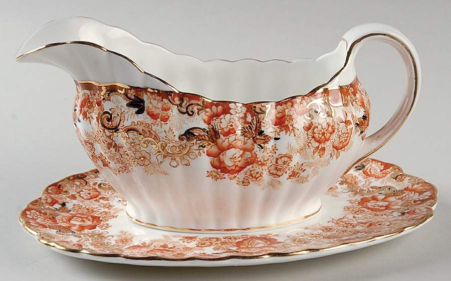 Victorian Rust Gravy Boat & Underplate by Samuel Radford-1