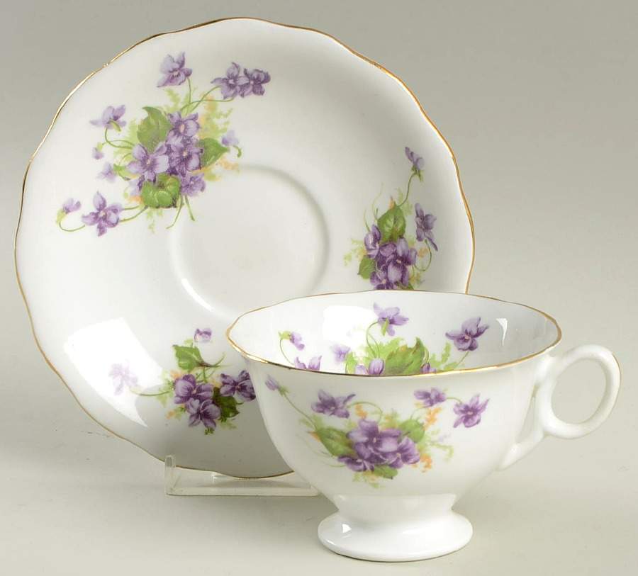 Violet (Scalloped) Footed Cup & Saucer Set by Samuel Radford-1