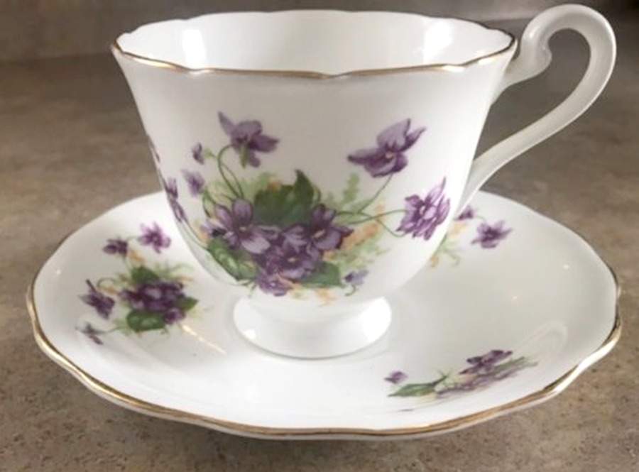 Violet (Scalloped) Footed Cup & Saucer Set by Samuel Radford-1