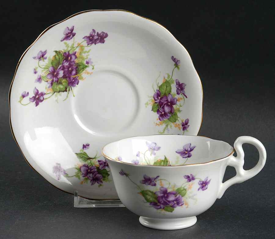 Violet (Scalloped) Footed Cup & Saucer Set by Samuel Radford-1