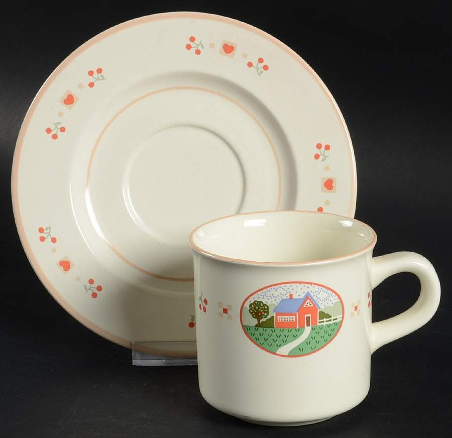 Heart and Home Flat Cup & Saucer Set by Raintree-1