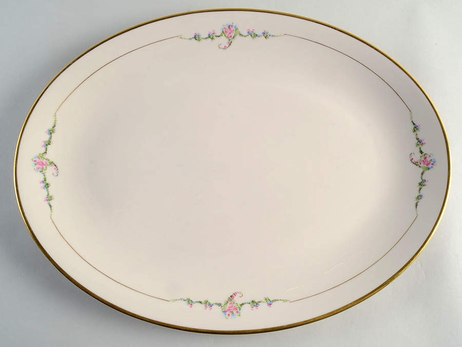 June Rose (Gold Trim) 16" Oval Serving Platter by Ransgil-1