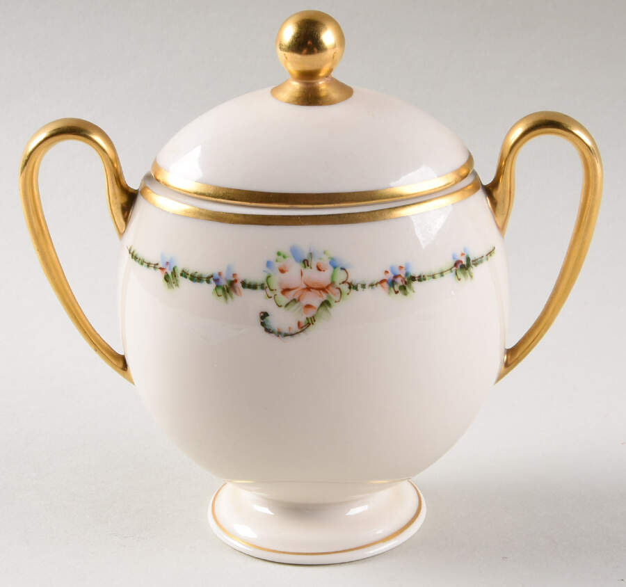 June Rose (Gold Trim) Sugar Bowl & Lid by Ransgil-1