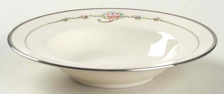 June Rose (Platinum Trim) Rim Fruit/Dessert (Sauce) Bowl by Ransgil-1