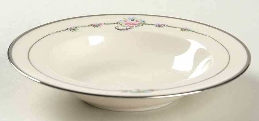 June Rose (Platinum Trim) Rim Fruit/Dessert (Sauce) Bowl by Ransgil-1