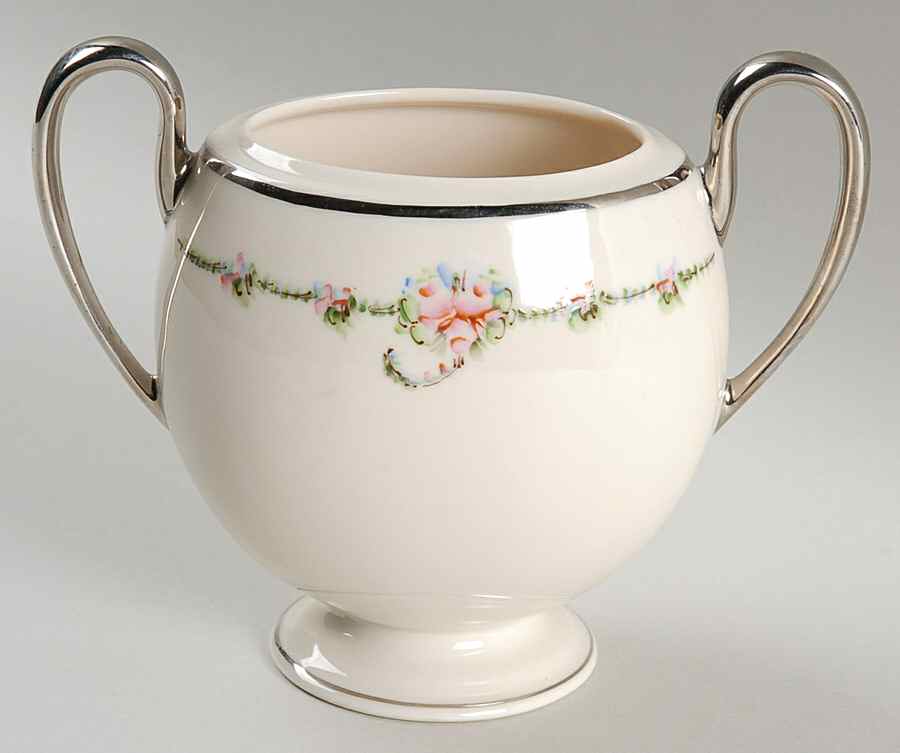 June Rose (Platinum Trim) Sugar Bowl No Lid by Ransgil-1