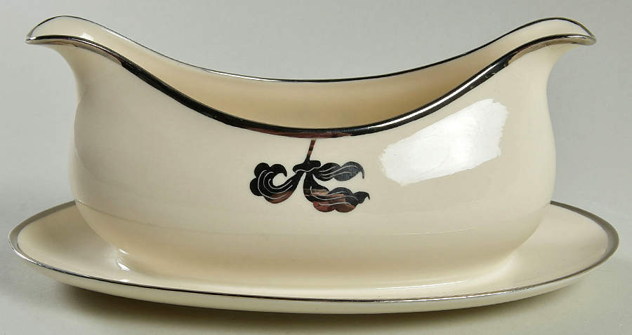 Platinum Orchid Gravy Boat with Attached Underplate by Ransgil-1