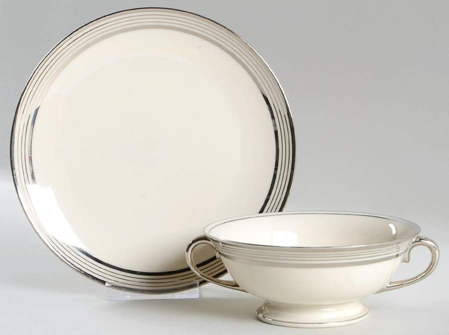 Romance Footed Cream Soup Bowl & Saucer Set by Ransgil-1