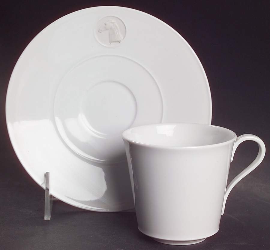 Arcadia Cream--White Flat Cup & Saucer Set by Royal Berlin-1