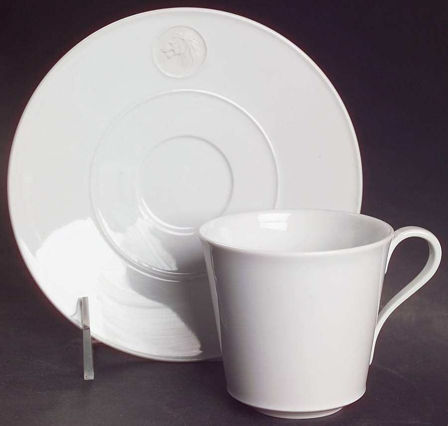 Arcadia Cream--White Flat Cup & Saucer Set by Royal Berlin-1