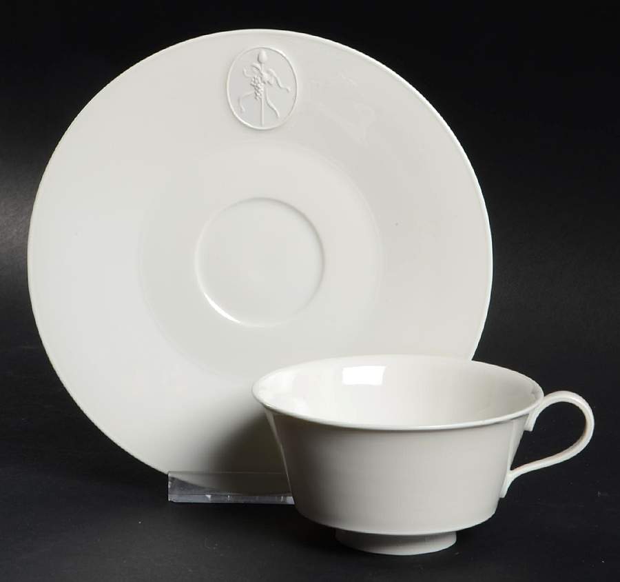 Arcadia Cream--White Footed Cup & Saucer Set by Royal Berlin-1