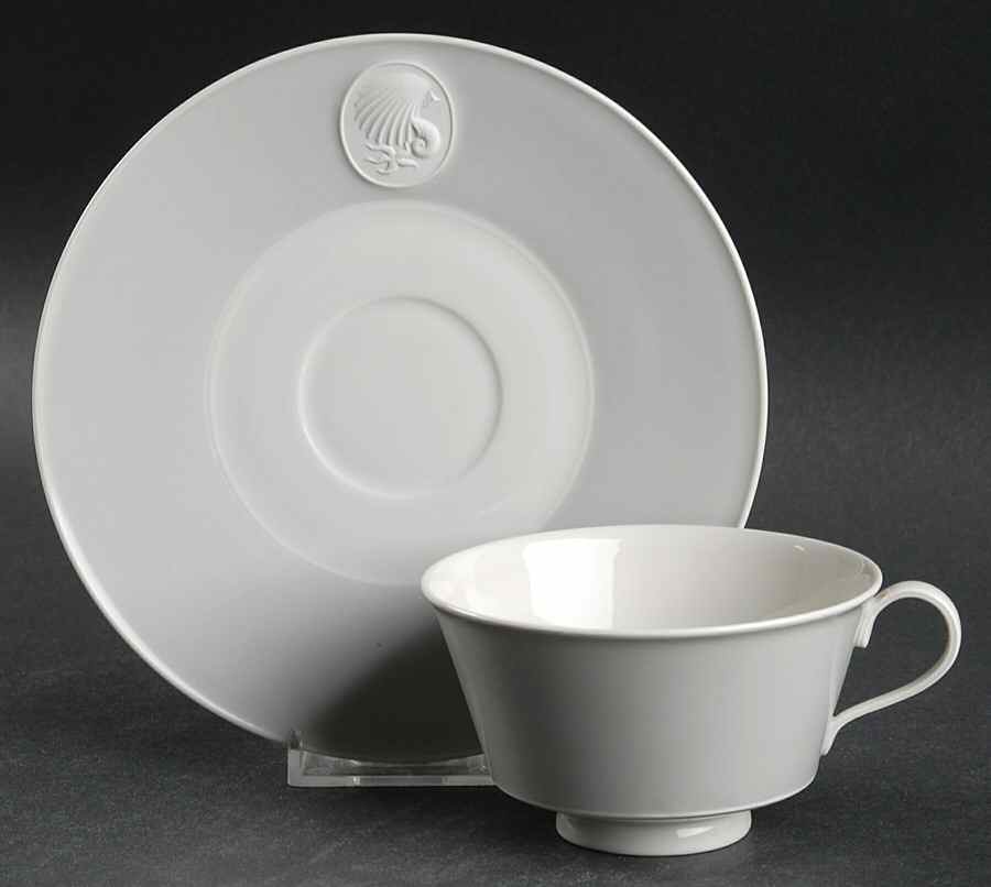 Arcadia Gray (No Trim, White Background) Flat Cup & Saucer Set by Royal Berlin-1