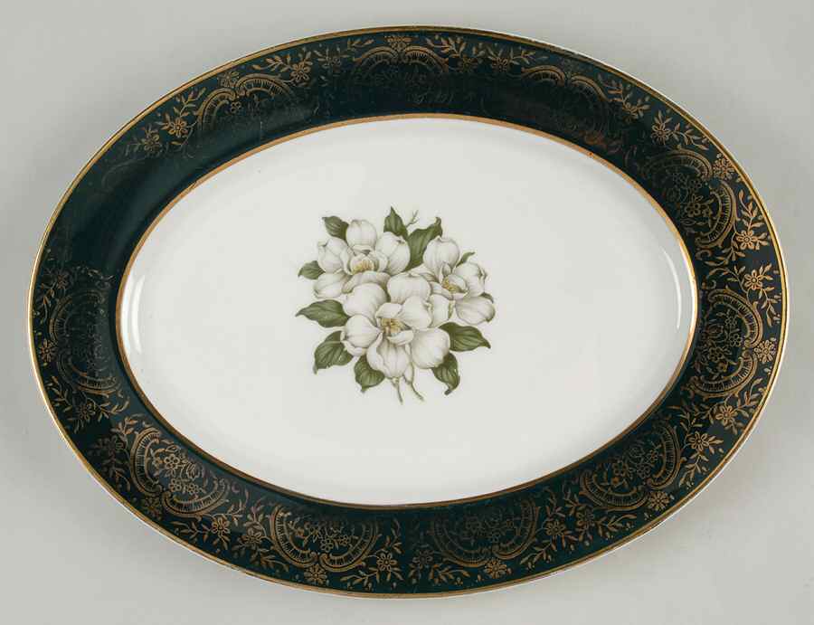 Laurel Magnolia 11" Oval Serving Platter by Royal Cathay-1